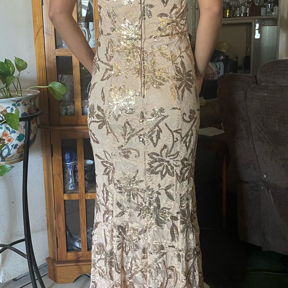A gold dress only used twice (size 2).